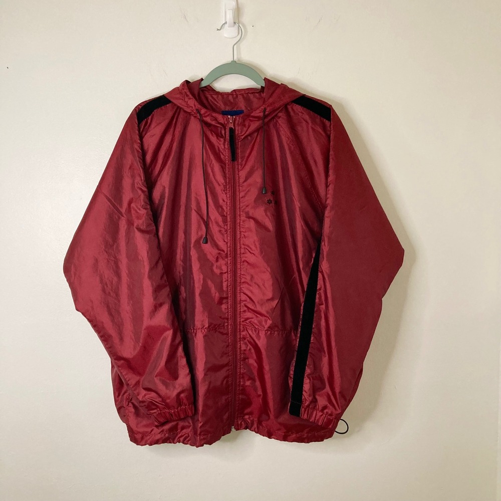 Vintage Catalina Windbreaker Jacket Flash Red Full Zip Hooded XL 90s Gorpcore